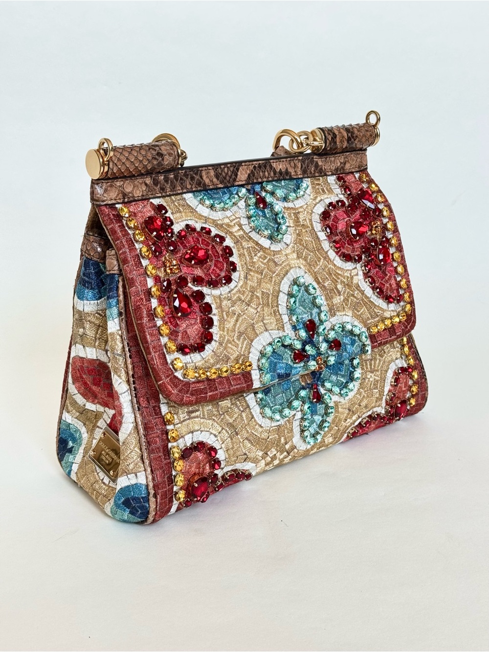 Dolce & Gabbana Opulently Embroidered Miss Sicily Bag with Python and Crystals - Picture 2 of 14